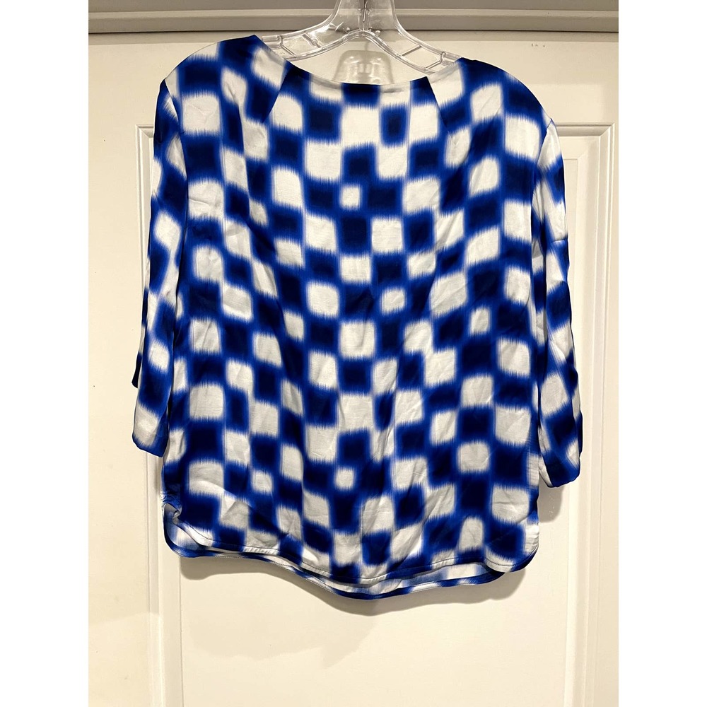 Dries Van Noten Blue Checked Silky Blouse Size 36 / XS